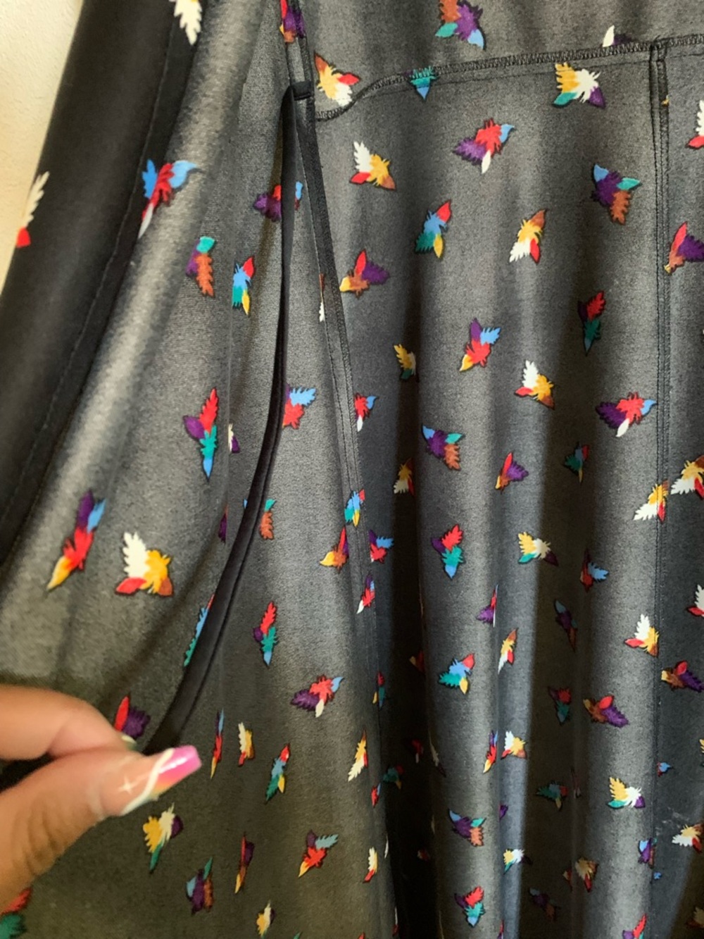 Black Maxi Duster with Colorful Print - Picture 9 of 9